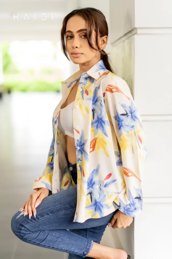 Long Sleeve Shirt Blouse Dec 1 – Yellow Leaf Print