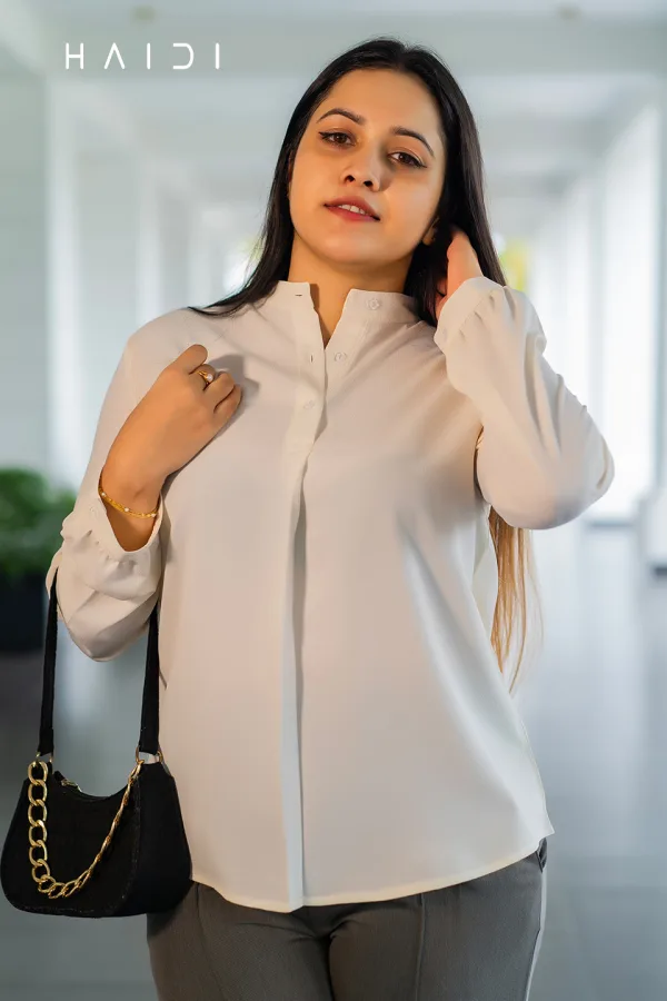 Office -wear Blouse with modern look - Off-white