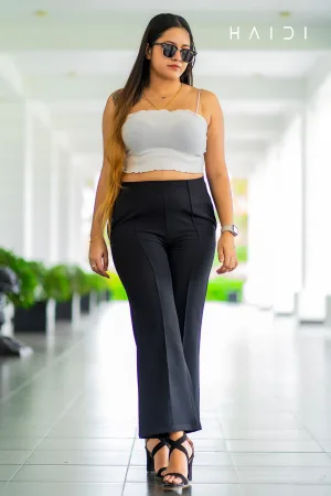 Middle Pleated Office-wear Pant – Black