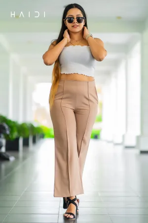 Middle Pleated Office-wear Pant – Light Beige