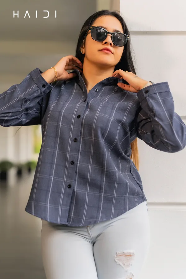 Check Shirt - Ash Check top - Big square with white border