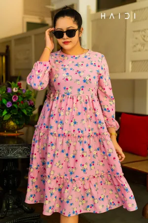 Women’s Midi Dresses - Pink BG Floral Print