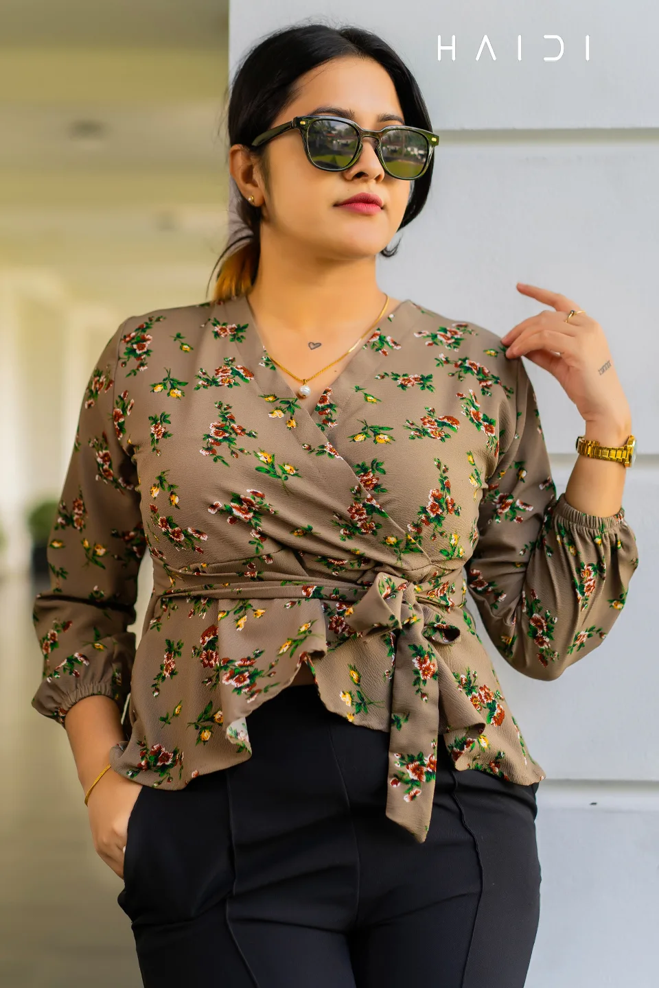 Floral Print Peplum Top - With Sleeves 1 Floral Print Peplum Top - With Sleeves
