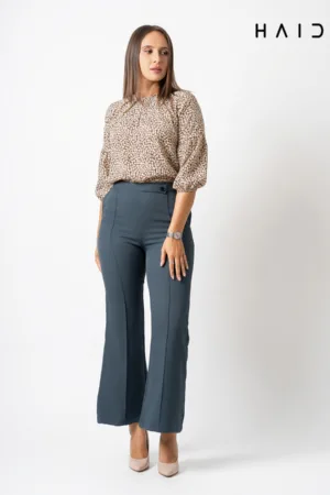 Middle Pleated Office-wear Pant – Dark Beige 3 Office wear pant - P0048 - Blue