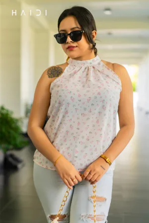 Sleeveless top - High neck razor back floral top