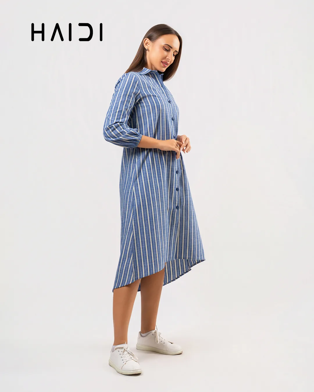 Midi Dress - KB0007 STRIPE BL 3 Midi Dress - KB0007 STRIPE BL - Image 3
