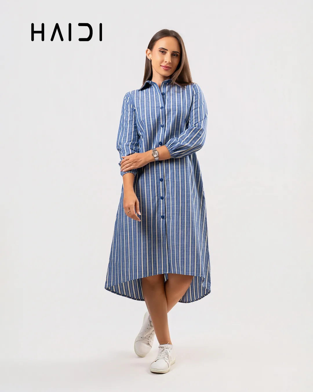 Midi Dress - KB0007 STRIPE BL 1 Midi Dress - KB0007 STRIPE BL