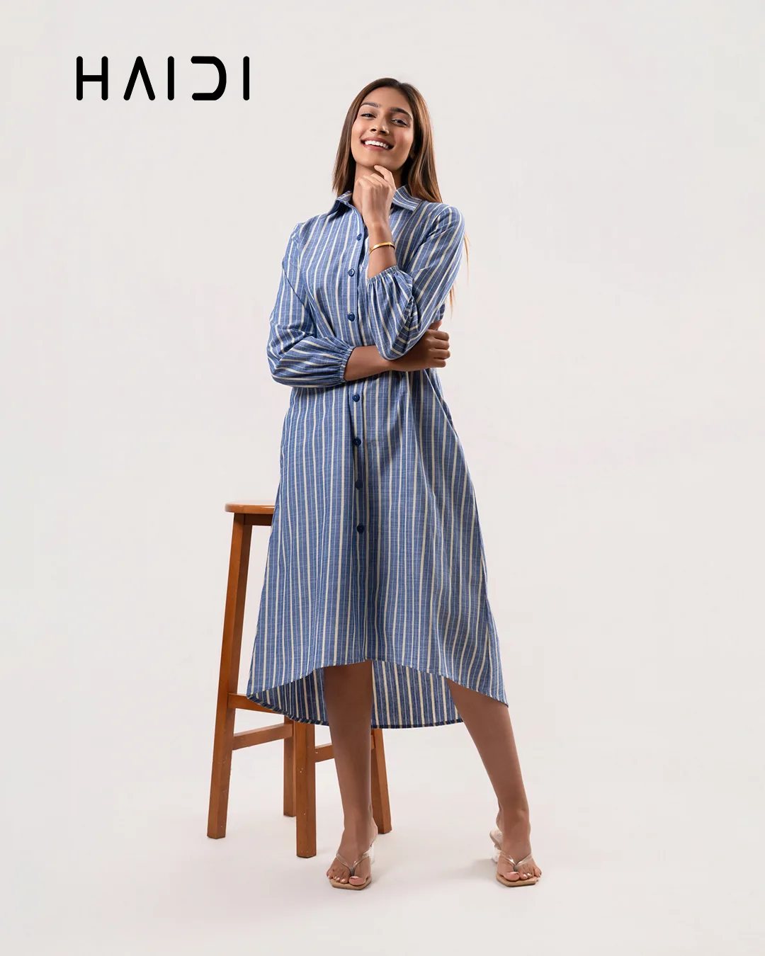 Midi Dress - KB0007 STRIPE BL 2 Midi Dress - KB0007 STRIPE BL - Image 2