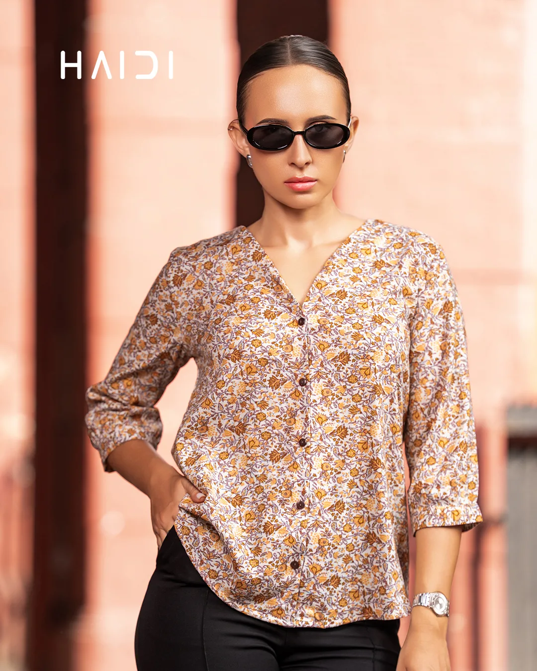 AB1323 - PLUS SIZE BLOUSE - Orange Brown - Image 3