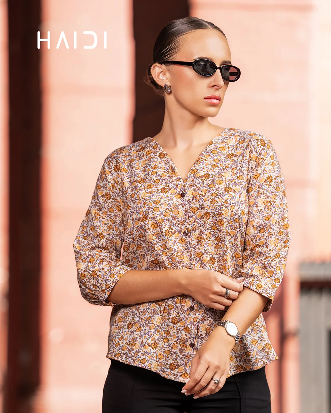 AB1323 - PLUS SIZE BLOUSE - Orange Brown - Image 2