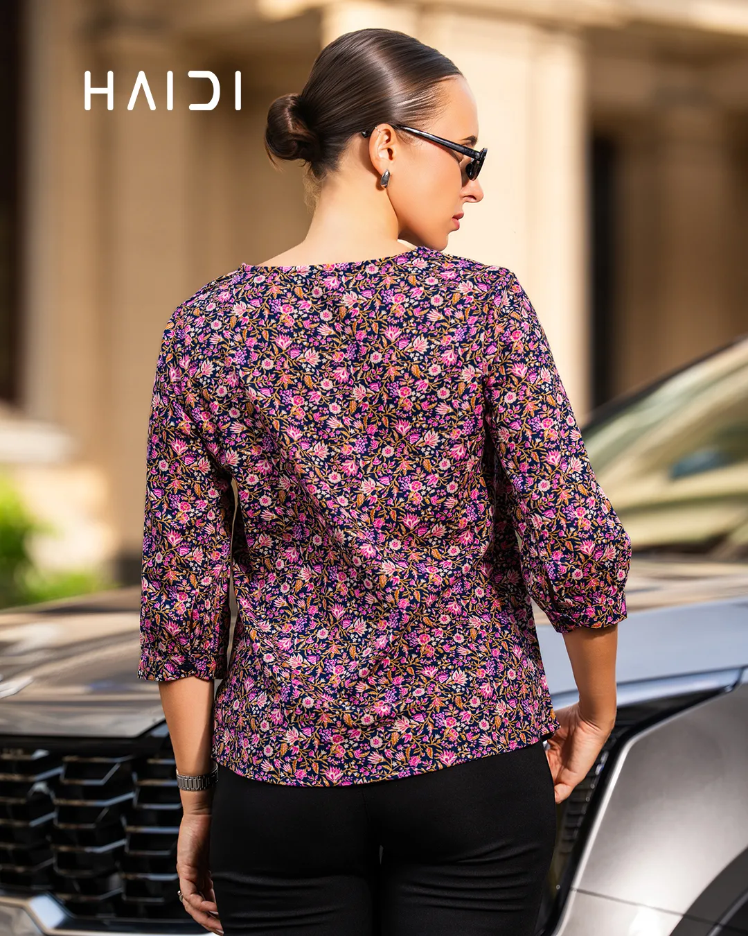 AB1323 - PLUS SIZE BLOUSES - Navy blue purple - Image 3