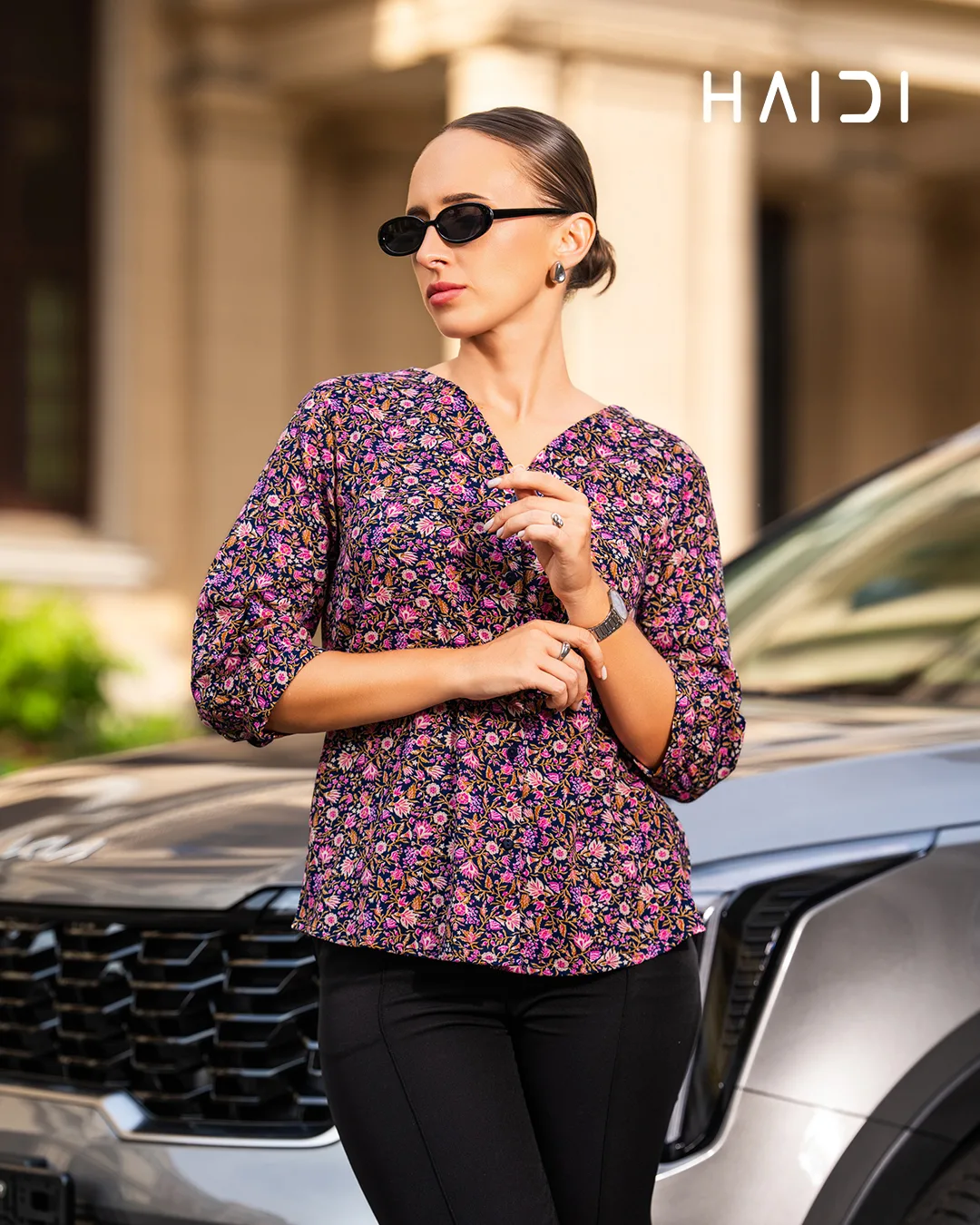 AB1323 - PLUS SIZE BLOUSES - Navy blue purple - Image 4