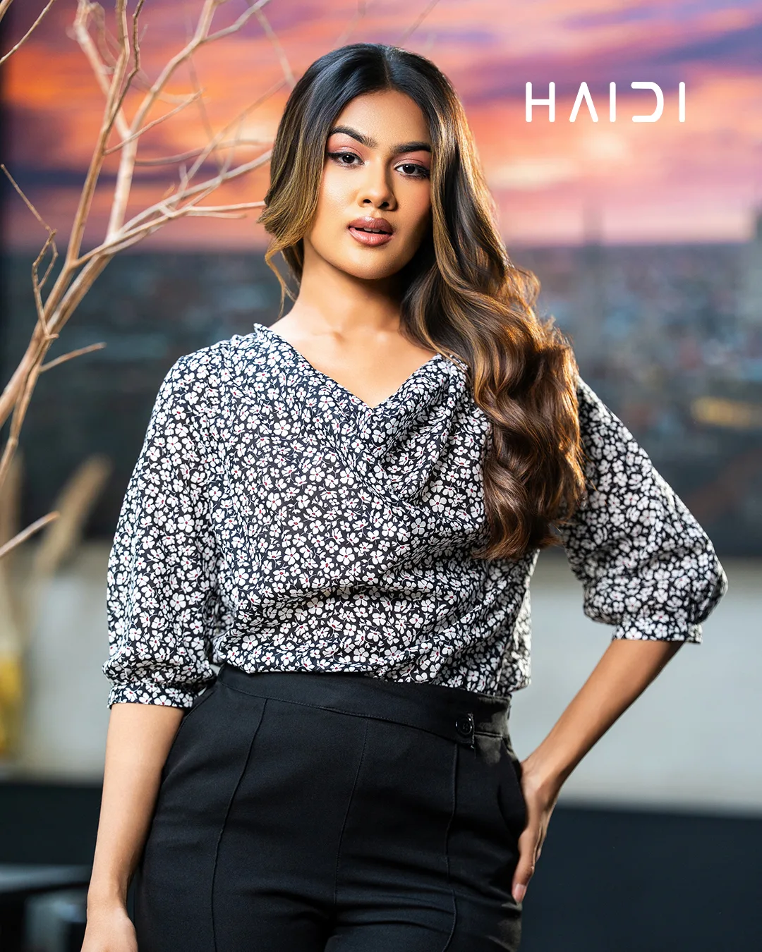 Office wear blouse - AB1553 - Floral - Image 3