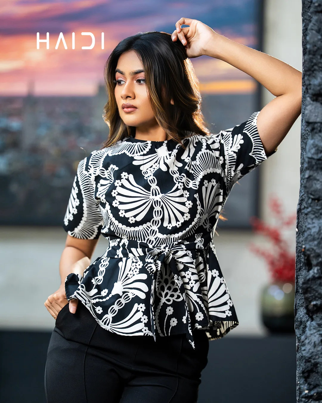 Peplum top - AB1165 - Black - Image 2