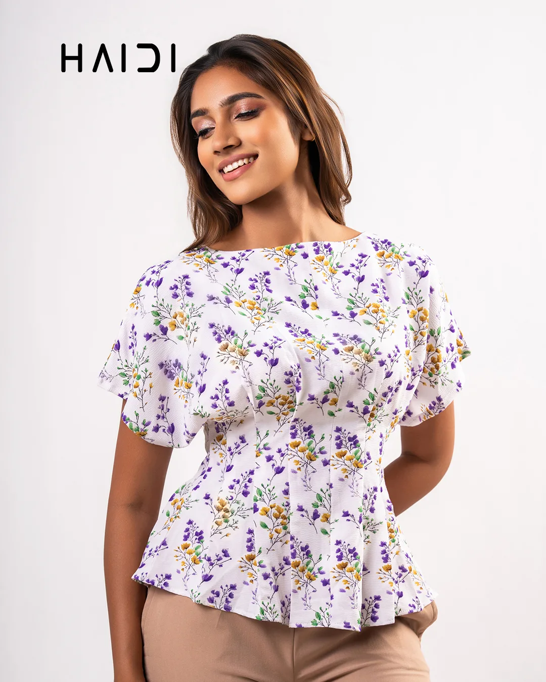 Peplum Top - KB0025 - Purple Floral - Image 4