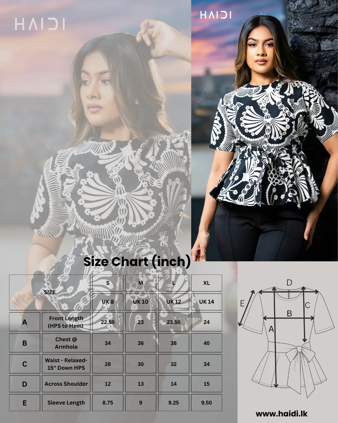 Peplum top - AB1165 - Black - Image 4
