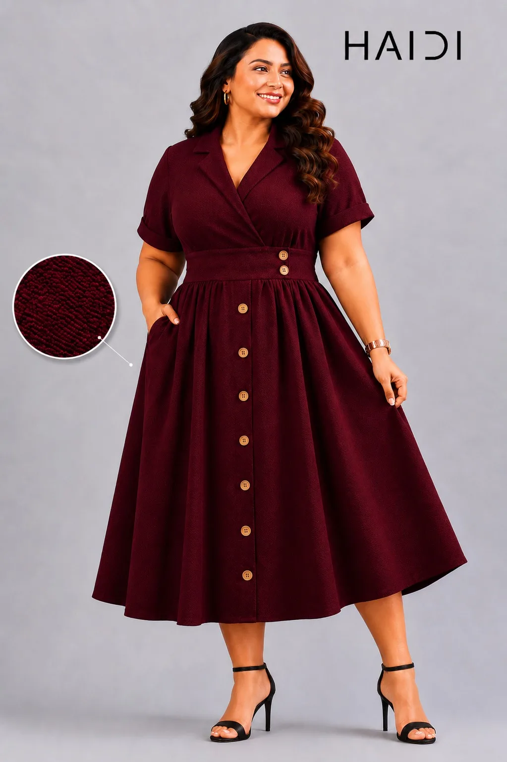 Midi Dress - KB0022 Maroon